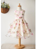 Printed Organza 3D Flowers Wedding Party Flower Girl Dress